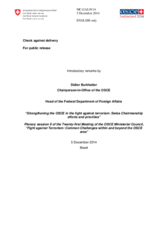 Introductory Remarks by H.E. Didier Burkhalter, Chairperson-in-Office