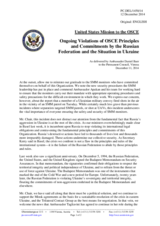 Statement by the Delegation of the United States of America on the ongoing violations of OSCE principles and commitments by the Russian Federation and the situation in Ukraine