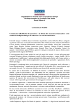 Comunicato sulla libertà di espressione e la libertà dei mezzi di comunicazione come condizione indispensabile per la tolleranza e la non discriminazione