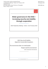 Presentation by Prof. John Anthony Allan, Professor of Geography