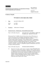 Giornale della 778a Seduta plenaria del Foro di cooperazione per la sicurezza