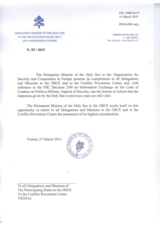 Response by the Delegation of the Holy See to the Questionnaire on the Code of Conduct on Politico-Military Aspects of Security