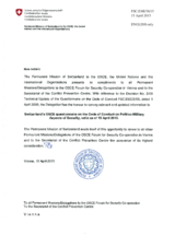 Response by the Delegation of Switzerland to the Questionnaire on the Code of Conduct on Politico-Military Aspects of Security
