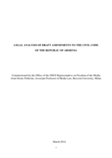 Legal analysis of the draft amendments to the civil code of the republic or Armenia