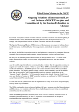 Statement by the Delegation of the United States of America on the ongoing aggression against Ukraine and violations of OSCE principles and commitments by the Russian Federation