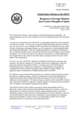 Statement by the Delegation of the United States of America in response to the address by the Minister for Foreign Affairs of Spain, H.E. José Manuel García-Margallo