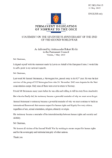 Statement by the Delegation of Norway on the Seventieth anniversary of the end of the Second World War