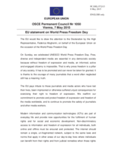 Statement by the Latvian EU Presidency on the World Press Freedom Day, celebrated on 3 May 2015