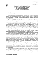 Statement by the Delegation of Ukraine in response to the presentations by Mr. C. Feruta, Chief Coordinator, Director General’s Office for Coordination, IAEA, and Mr. C. Istrate, Chair designate of the Main Committee II of the 2015 NPT Review Conference