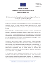 Statement by the Latvian EU Presidency in response to the opening statement of the Mongolian FSC Chairmanship by H.E. Lundeg Purevsuren, Minister for Foreign Affairs of Mongolia