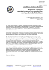 Statement by the Delegation of the United States of America in response to the statement by the Delegation of Azerbaijan on the excessive use of force by the police in the United States of America