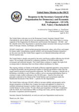 Statement by the Delegation of the United States of America in response the address by the Secretary General of the Organization for Democracy and Economic Development – GUAM, H.E. Valery Chechelashvili