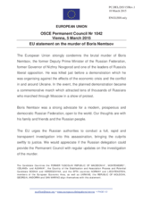 Statement by the Latvian EU Presidency on the murder of Russian opposition politician Mr. Boris Nemtsov in Moscow on 27 February 2015