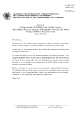 Statement by the Delegation of Armenia in response to the statement by the countries co-chairing the OSCE Minsk Group