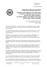 Statement by the Delegation of the United States of America in response to the address by the Chair of the Committee of Ministers of the Council of Europe and Vice-Prime Minister and Minister for Foreign and European Affairs of Belgium, H.E. Didier Reynde