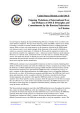 Statement by the Delegation of the United States of America on the ongoing aggression against Ukraine and violations of OSCE principles and commitments by the Russian Federation