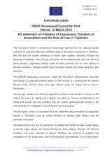 Statement by the Latvian EU Presidency on the freedom of expression, association, and peaceful assembly in Tajikistan