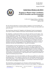 Statement by the Delegation of the United States of America in repsonse to the report by the Co-ordinator of OSCE Economic and Environmental Activities, Dr. Halil Yurdakul Yiğitgüden