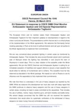 Statement by the Latvian EU Presidency in response to the update by the Chief Monitor of the OSCE SMM to Ukraine, Ambassador Ertugrul Apakan, and to the update by the Special Representative of the Chairperson-in-Office, Ambassador Heidi Tagliavini