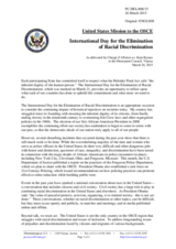 Statement by the Delegation of the United States of America on the International Day for the Elimination of Racial Discrimination, observed on 21 March 2015