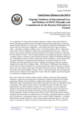 Statement by the Delegation of the United States of America on the ongoing aggression against Ukraine and violations of OSCE principles and commitments by the Russian Federation