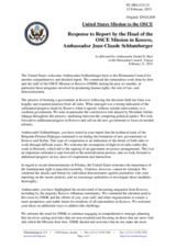 Statement by the Delegation of the United States of America in response to the report by the Head of the OSCE Mission in Kosovo, Ambassador Jean-Claude Schlumberger