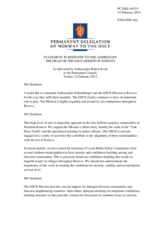 Statement by the Delegation of Norway in response to the report by the Head of the OSCE Mission in Kosovo, Ambassador Jean-Claude Schlumberger