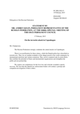 Statement by the Delegation of the Russian Federation in connection with the terrorist attack on 15 February 2015 in Copenhagen