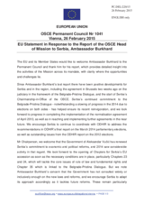 Statement by the Latvian EU Presidency in response to the report by the Head of the OSCE Mission to Serbia, Ambassador Peter Burkhard