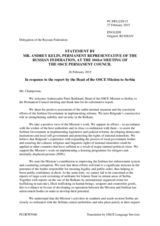 Statement by the Delegation of the Russian Federation in response to the report by the Head of the OSCE Mission to Serbia, Ambassador Peter Burkhard