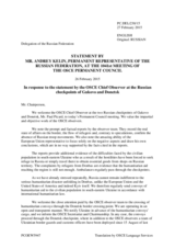 Statement by the Delegation of the Russian Federation in response to the report by the Chief Observer of the OSCE Observer Mission at two Russian checkpoints on the Russian-Ukrainian border, Mr. Paul Picard