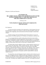 Statement by the Delegation of the Russian Federation on the situation in Ukraine and the need to implement the Minsk agreements