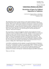 Statement by the Delegation of the United States of America on the freedom of expression, association and peaceful assembly in Tajikistan