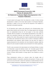Statement by the Latvian EU Presidency on the human rights situation in the Russian Federation