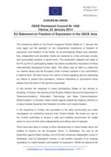 Statement by the Latvian EU Presidency on the freedom of expression in the OSCE area