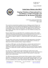 Statement by the Delegation of the United States of America on the ongoing aggression against Ukraine and violations of OSCE principles and commitments by the Russian Federation