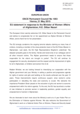 Statement by the Latvian EU Presidency in response to the address by the Minister of Women’s Affairs of Afghanistan, H.E. Dilbar Nazari