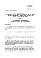 Statement by the Delegation of the Russian Federation in response to the address by the Minister of Women’s Affairs of Afghanistan, H.E. Dilbar Nazari