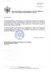 Response by the Delegation of Montenegro to the Questionnaire on the Code of Conduct on Politico-Military Aspects of Security