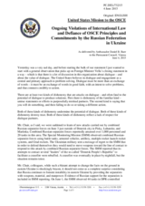 Statement by the Delegation of the United States of America on the ongoing aggression against Ukraine and violations of OSCE principles and commitments by the Russian Federation