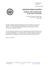 Statement by the Delegation of the United States of America in response to the statements by the delegations on the abolition of the death penalty in the state of Nebraska, United States of America