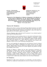 Statement by the Delegation of Albania in response to the address by H.E. Nikola Poposki and to the update by Ambassador Gerard Stoudmann