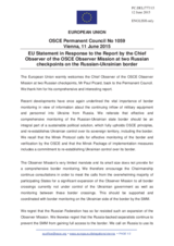 Statement by the Latvian EU Presidency in response to the report by the Chief Observer of the OSCE Observer Mission at two Russian checkpoints on the Russian-Ukrainian border, Mr. Paul Picard