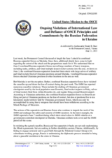 Statement by the Delegation of the United States of America on the ongoing aggression against Ukraine and violations of OSCE principles and commitments by the Russian Federation