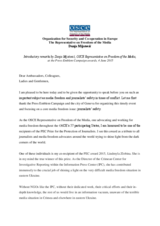 Speech by the OSCE Representative on Freedom of the Media at Press Emblem Campaign Awards in Geneva