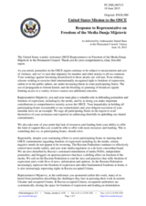 Statement by the Delegation of the United States of America in response to the report by the Representative on Freedom of the Media, Ms. Dunja Mijatović