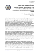 Statement by the Delegation of the United States of America on the ongoing aggression against Ukraine and violations of OSCE principles and commitments by the Russian Federation