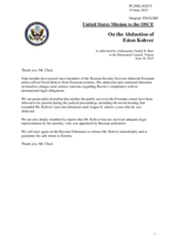 Statement by the Delegation of the United States of America on the abduction of Estonian police officer Mr. E. Kohver