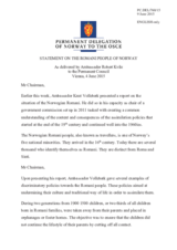 Statement by the Delegation of Norway on the situation of the Romani people in Norway