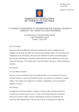 Statement by the Delegation of Norway in response to the address by the Minister for Foreign Affairs of Germany, H.E. Frank-Walter Steinmeier